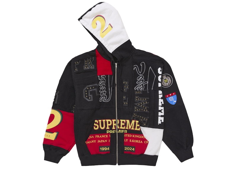 Supreme Men's Patchwork Zip Up Hooded Sweatshirt (SS25) Black