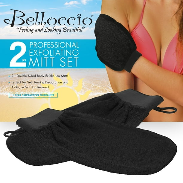 Set of 2 Premium Tanning Exfoliating Glove Mitts; Preparation Shower