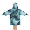 thumbnail image 2 of Blue Gold Wave Marble Pattern Blanket Hoodies for Kids 6-13YR Oversize Wearable Blanket Hoodies for Boys Girls Teens, 2 of 7