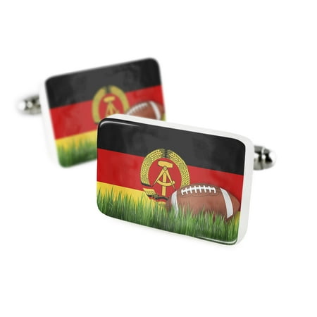 Cufflinks Football with Flag German Democratic Republic ( DDR) Porcelain Ceramic NEONBLOND