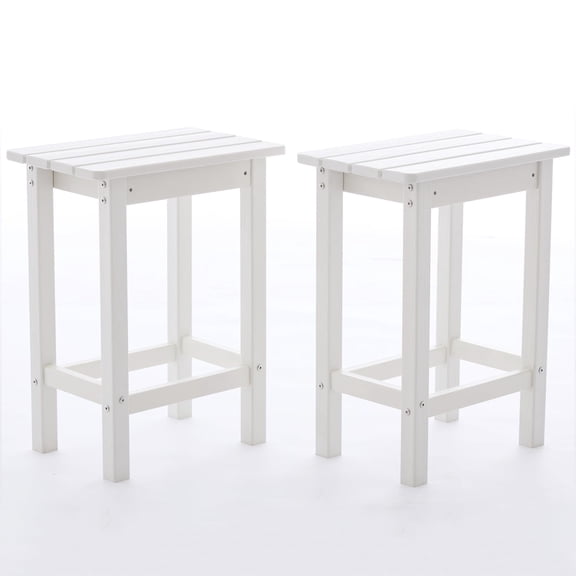 HDPE Outdoor High Top Bar Stools, Outdoor Patio Chairs Set of 2 for Bistro, Poolside, Balcony (White)