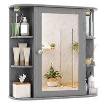 Giantex Bathroom Mirror Cabinet, Modern Wall Cabinet with Mirror, Medicine Cabinet with Mirror, Ideal for Bathroom, Dressing Room or Living Room, 26 x 6.5 x 25 inches (Grey)