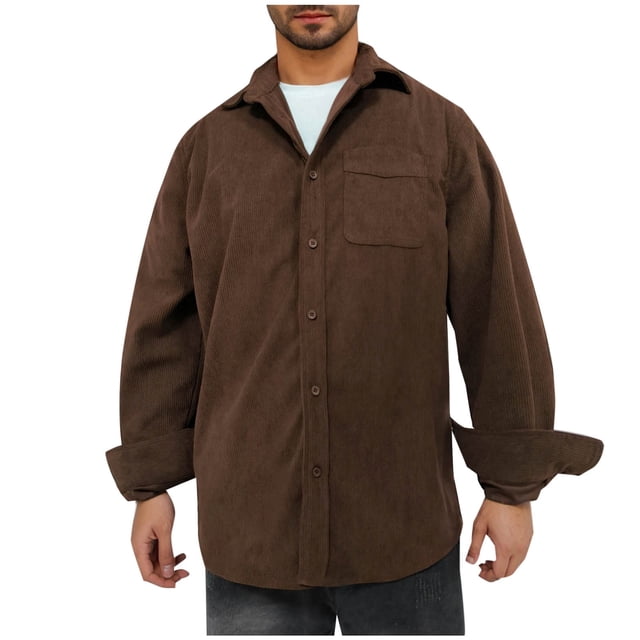 hotojiny Men's Oversized Shirt Jacket Big and Tall Loose Fit Button down Shacket Jacket Lightweight Long Sleeve Coat with Pockets