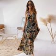 thumbnail image 6 of Bidobibo Womens Summer Maxi Dresses Tropical Print Beach Dresses V-Neck Sleeveless High Waist Lace up Flowy Long Dress Holiday Sundress, 6 of 9