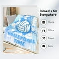 thumbnail image 3 of Volleyball Blanket, Cozy Soft Throw Blankets for Kids, Cool Blue Flannel Throw Gifts for Couch Office, 30x40 Inches, 3 of 6