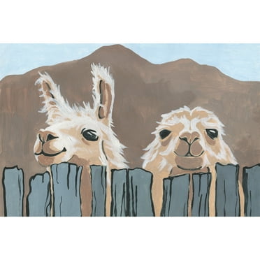 Marmont Hill Peekaboo Llamas 24.00" x 36.00" Painting Canvas Art Print, by Marmont Hill