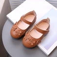 thumbnail image 6 of SYMSHOES Kids Girl Mary Jane Flats Brown Patent Faux Leather with Hook & Loop Strap & 3D Flower Dress Shoes for 1-6 Years, Casual Party Everyday Shoes,Size 10, 6 of 6