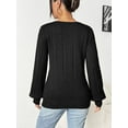 thumbnail image 3 of Weardear Crochet Tops for Women 2025 Fall Square Neck Sweater Casual Puff Sleeve Cute Tunic Pullover, 3 of 5