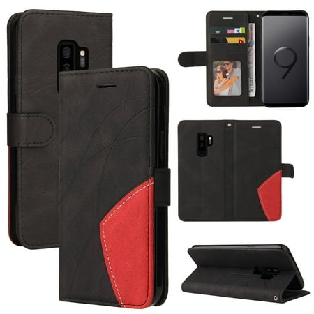 Case for Samsung Galaxy S9 Leather Wallet Book Flip Folio Stand View Cover - Black