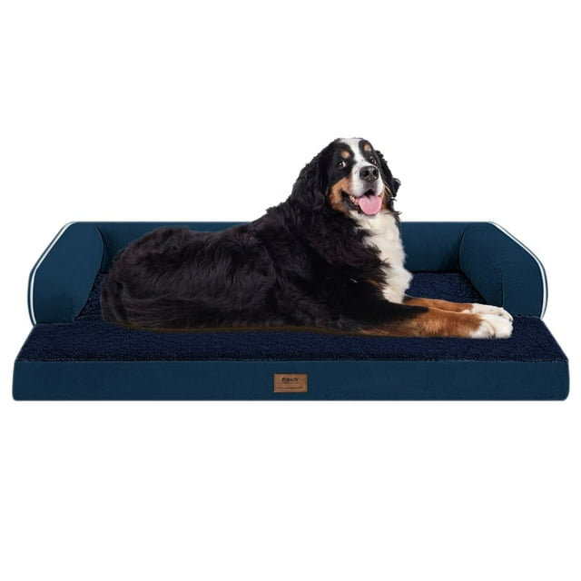 Cama ortopédica para perros MEKIY XL, 135 x 107 x 20 cm, impermeable, azul marino