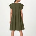 thumbnail image 3 of Summer Dresses for Women Sundress Sleeveless Ruffle Sleeve Round Neck Loose Short Flowy Pleated Mini Babydoll Dress, 3 of 4