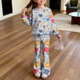 thumbnail image 2 of Grblisyd Outfits for Girls Crew Neck Long Sleeve Cute Stationery Print Sweatshirt and Flare Pants Set Kids 2 Piece Back to School Outfits, 2 of 6