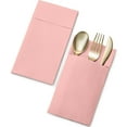 thumbnail image 3 of BloominGoods Colored Paper Disposable Dinner Napkins with Flatware Pocket, Pink 50-Pack, 3 of 9