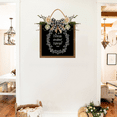 thumbnail image 5 of Eveokoki Home Sweet Home Wreaths Decor Sign Front Door, Round Wood Hanging Sign with Ribbon Bow and Artificial Green Leaves, Farmhouse Porch Decorations for Home 12", 5 of 5