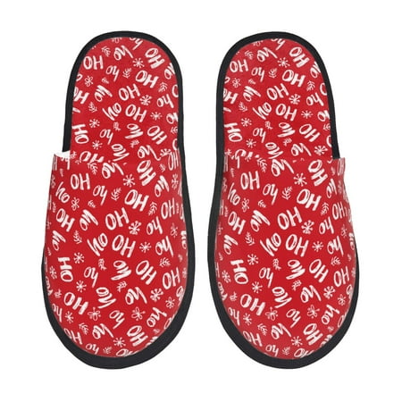 

Rateoe Hohoho Pattern Fuzzy Slippers Fuzzy Soft House Slippers Plush Furry Warm Cozy Open Toe Fluffy Home Shoes-Large