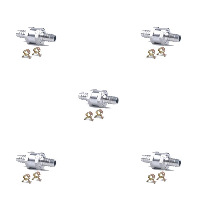 relayinert 3PCS Aluminium Alloy Fuel Non Return Check Valve One Way Petrol Spring Clip Silver 8mm 5Set