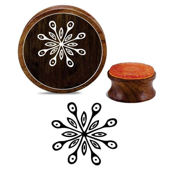 Printtoo Diary Card Craft Print Floral Design Brown Round Wooden Rubber Stamp-2 Inch