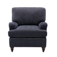 thumbnail image 3 of Upholstered Accent Chair, Single Sofa Chair with English Roll Arm and Thick Cushion, Modern Reading Chair with Solid Wood Legs, Lounge Chair for Living Room Bedroom Office, Navy, 3 of 7