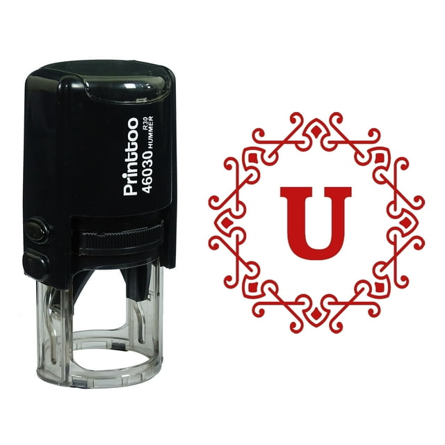 Printtoo Alphabet U Monogram Octagon Celtic Swirl Frame Self Inking Rubber Stamp Office Stationary