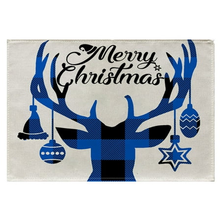 

VEAREAR Table Mat Xmas Element Non-slip Flax Merry Christmas Bowl Cup Mug Plate Dish Heat Insulation Pad for Restaurant