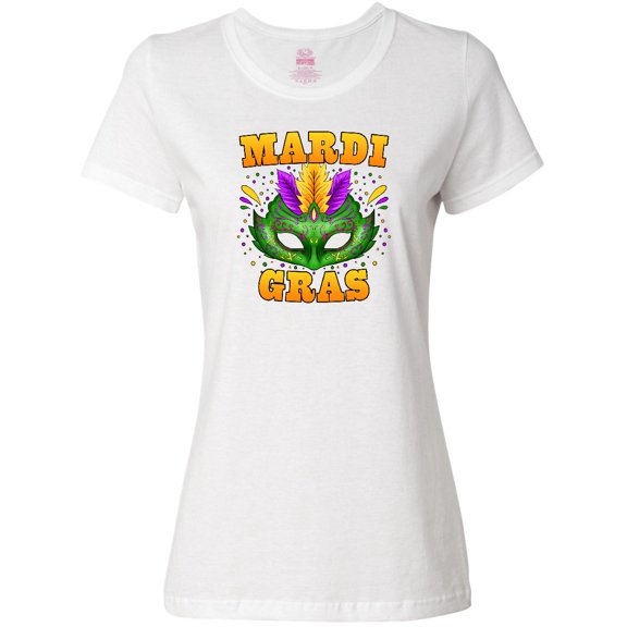 Inktastic Mardi Gras with Green Masquerade Mask Women's T-Shirt