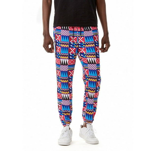 Puntoco Pantalones holgados con bolsillos y cordón de gran tamaño con estampado para hombre