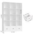thumbnail image 7 of Hiphuta Triple Row 4-Tier Bookcase with 12 Cubes, 69" Tall Large Bookcase with 3 Drawers, for Office Living Room, White, 7 of 7