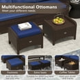thumbnail image 3 of YYAo Footstool Ottoman Seat,2 Pieces Outdoor Patio PE Wicker Ottomans with Removable Cushions-Navy, 3 of 10