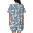 thumbnail image 3 of Kdxio Blue Bathroom Print Pajamas Sets for Women Short-Sleeved Pjs with Lounge Shorts Two Piece Sleepwear S-4XL, 3 of 9
