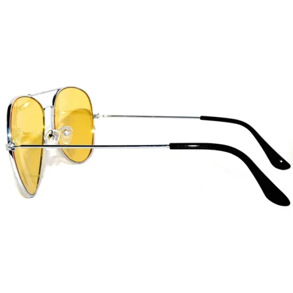 Yellow Colored Tinted Lens Aviator Style Women Men Sunglasses Silver Metal Uvb