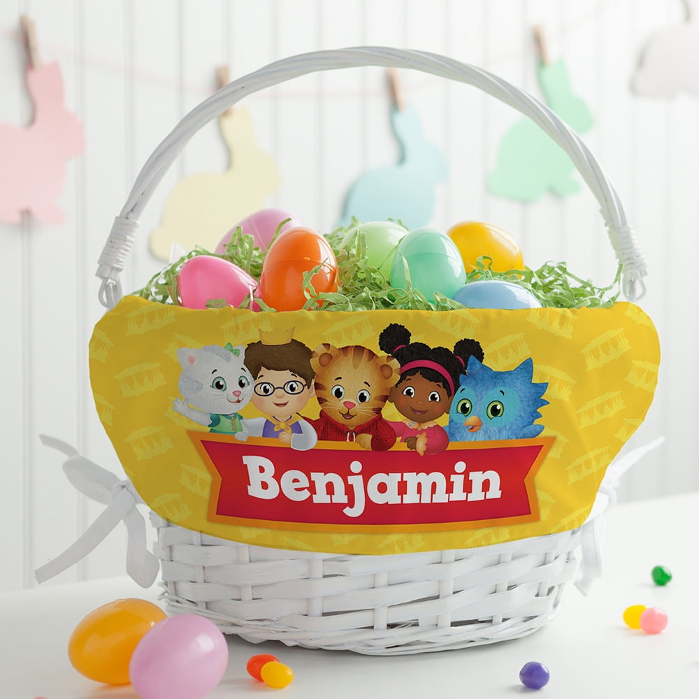 Daniel Tiger's Neighborhood Personalized Easter Basket with Custom Name Printed on Yellow Liner, Best Friends