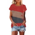 thumbnail image 2 of Camiseta de Manga Corta de las Mujeres de Cuello Redondo de Impresión Casual Top de las Señoras, Poliéster Ligero para el Hogar Diario Y Cómodo, 2 of 9