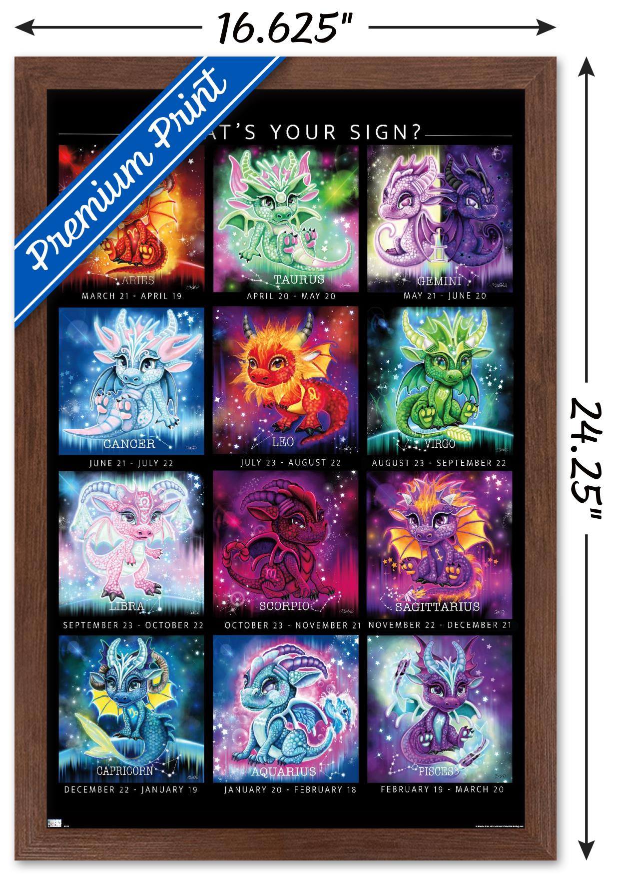 Sheena Pike - The Zodiacs Lil Dragonz Wall Poster, 14.725" x 22.375" Framed