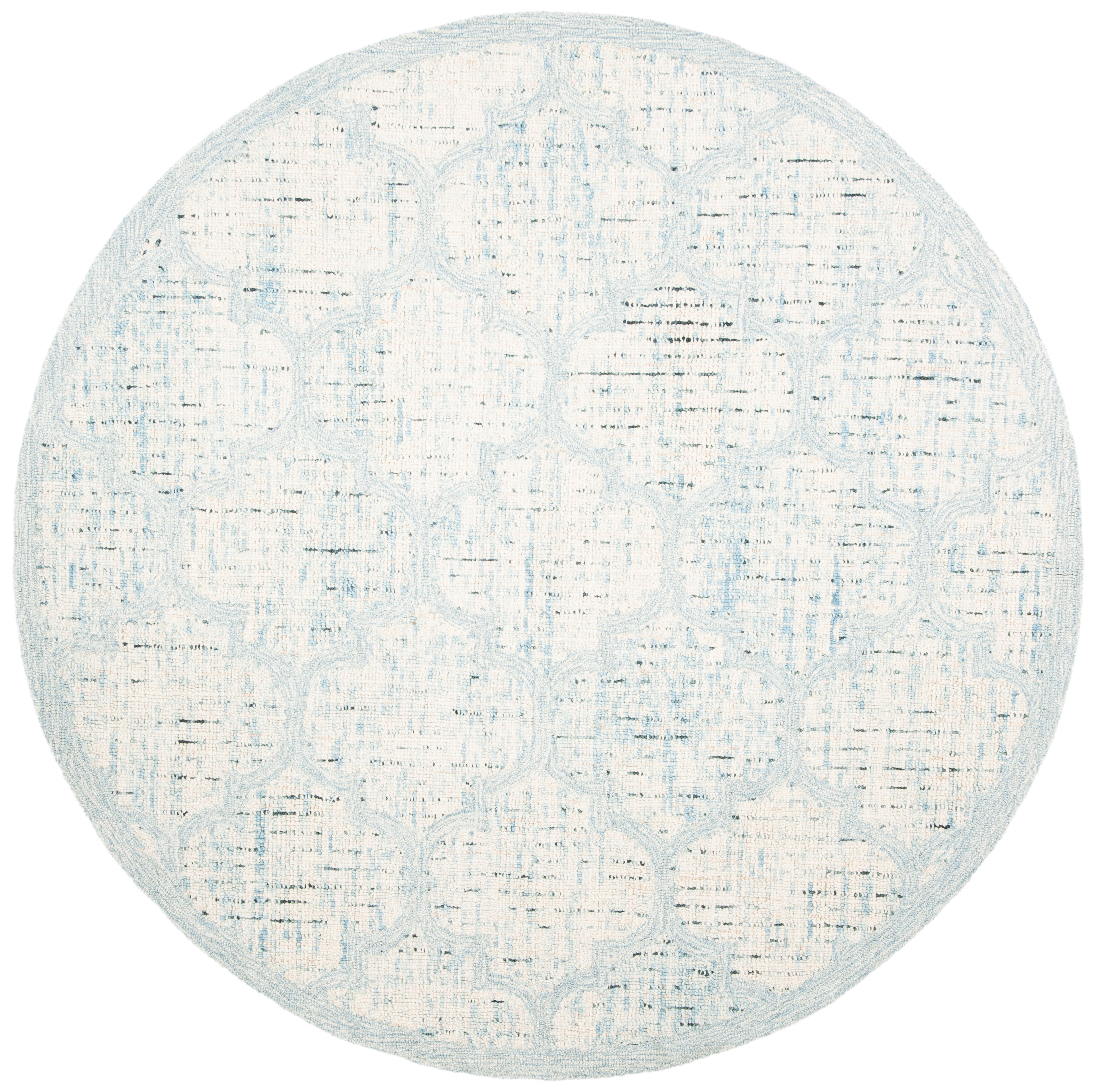 SAFAVIEH Abstract Clarette Geometric Wool Area Rug, Ivory/Turquoise, 6' x 6' Round