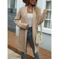 thumbnail image 3 of Fall Long Sleeve Cardigan Sweaters for Women Trendy Winter Open Front Loose Knitted Cardigan with Pockets Khaki L, 3 of 8