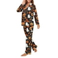 thumbnail image 5 of DISNIMO Ghost Pumpkin Printed Pajama for Women Set 2 Piece Pj Long Sets Long Sleeve Top Wide Leg Pants Button Down Sleepwear Halloween Nightwear with Pockets, XL, 5 of 7