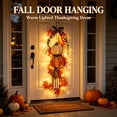 thumbnail image 3 of Rustic Wooden Pumpkin Door Hanging with Warm LED Lights, Rustic White Pumpkin Hanging Swag, Fall Decor Gift, Glowing Wreath, 3 of 8