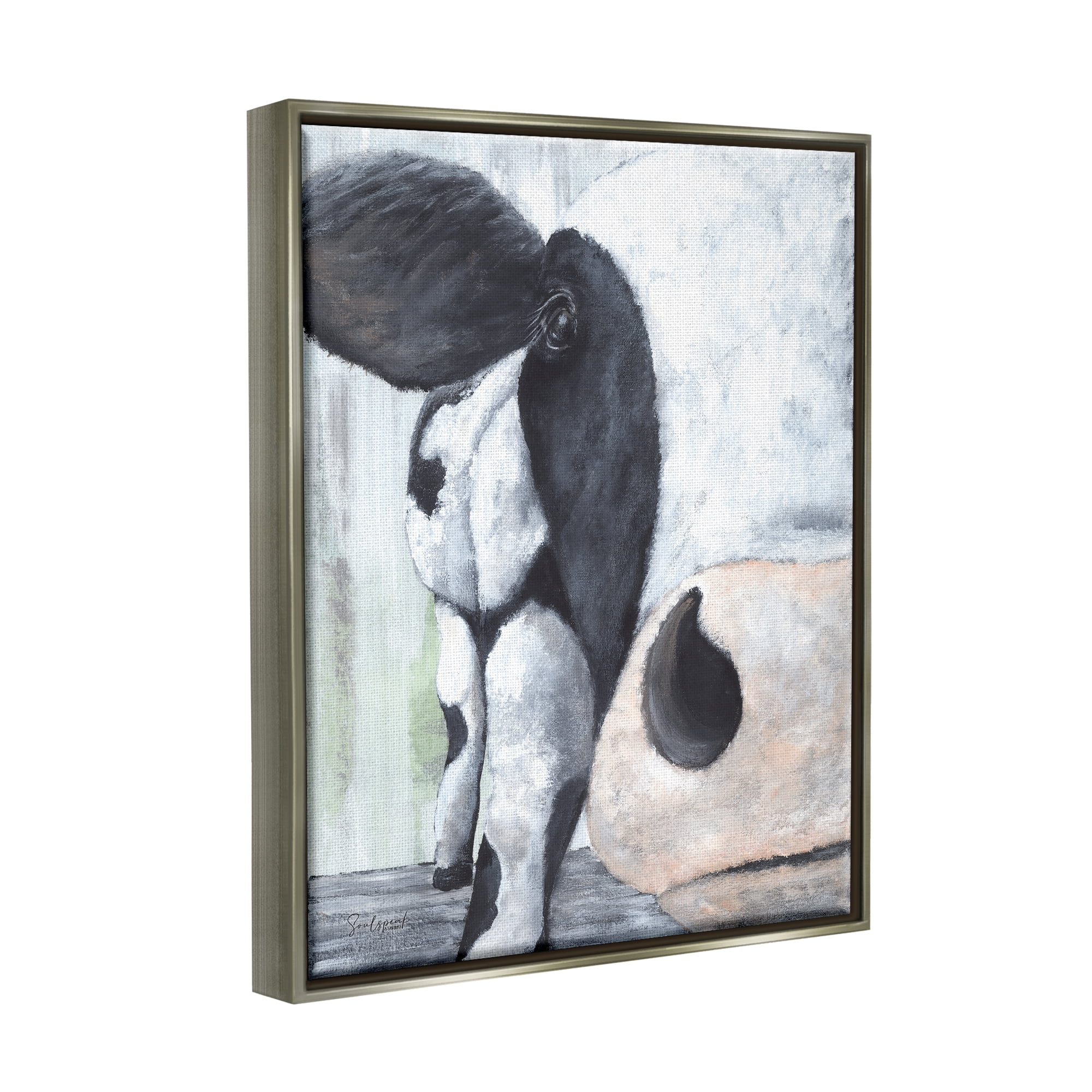 Stupell Cow Face Close Up Farmhouse Animals & Insects Painting Gray Floater Framed Art Print Wall Art