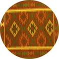 thumbnail image 1 of Ahgly Company Indoor Round Oriental Yellow Traditional Area Rugs, 7' Round, 1 of 4