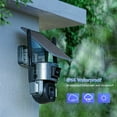Security Camera Outdoor, 4K 8MP 4G Solar IP PTZ Camera Outdoor Dual Lens Dual Viewing Solar