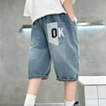 thumbnail image 2 of CAIXIA Baggy Jeans Shorts Boys Wide Leg Pants Denim Shorts Knee Length Elastic Wasit Jorts Y2k Trendy Boyfriend School Bermuda Shorts Streetwear Preppy Clothes, 2 of 4