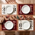 thumbnail image 3 of Smile Buffalo Check Plaid Placemats 12 x 18 Inch Set of 4, Black and Red, 3 of 7
