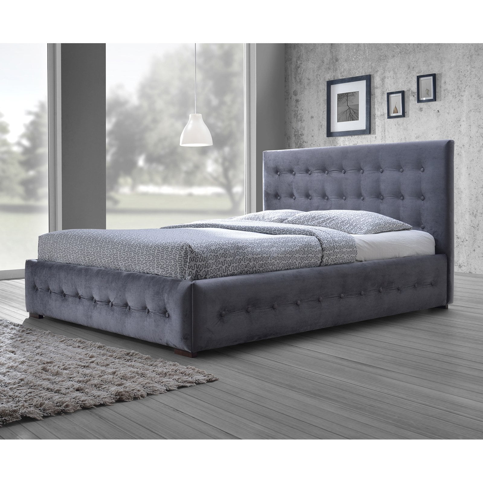 Baxton Studio Margaret Modern And Contemporary Grey Velvet On Baxton Studio Margaret Modern And Contemporary Grey Velvet On Tufted Platform Bed Multiple Sizes Com