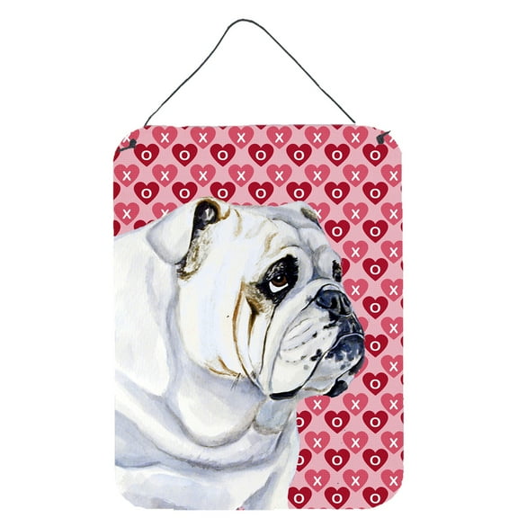Carolines Treasures LH9139DS1216 Bulldog English Hearts Love Valentines Day Wall or Door Hanging Prints 12WX16H