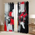 thumbnail image 2 of Homewish Red Abstract Print Blackout Curtains,Aesthetic Geometric Curtains Pack of 2 (42x84 Each), 2 of 6