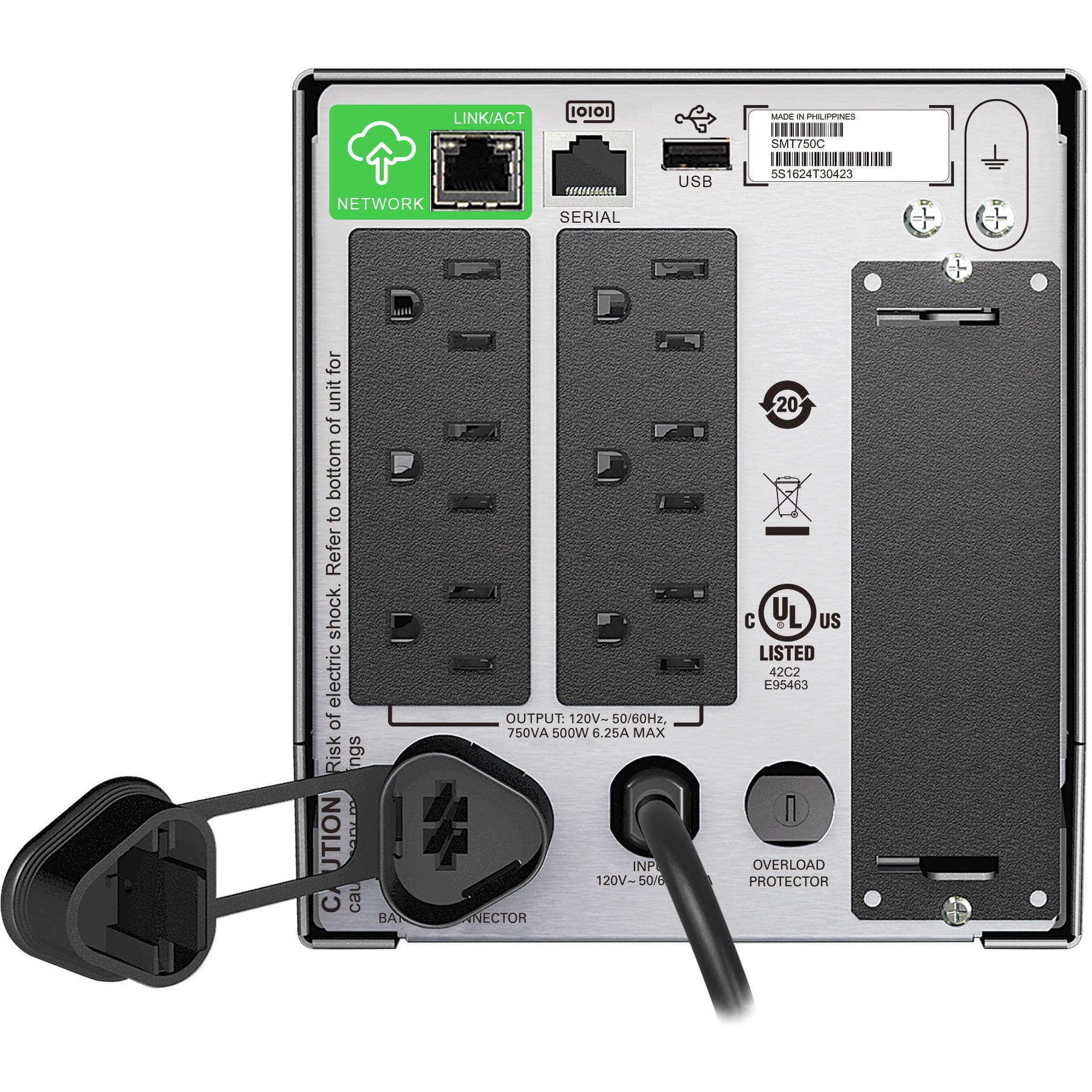 APC 750VA Smart-UPS with SmartConnect, Pure Sine Wave UPS Battery Backup & Surge Protection (SMT750C)