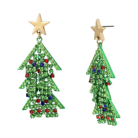 Betsey Johnson Jewelry Women's Santa Christmas Tree Drop Earrings