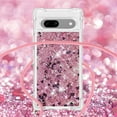 thumbnail image 5 of Long Crossbody Lanyard Clear Case for Google Pixel 7a with Adjustable Neck Strap, Glitter Sparkly Bling Quicksand Phone Cover Cases for Google Pixel 7a QKG Rose Gold, 5 of 14