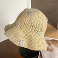 thumbnail image 3 of vlrwzc Flower Decor Straw Woven Bucket Hat Summer Sun Shade Fisherman Cap, 3 of 7