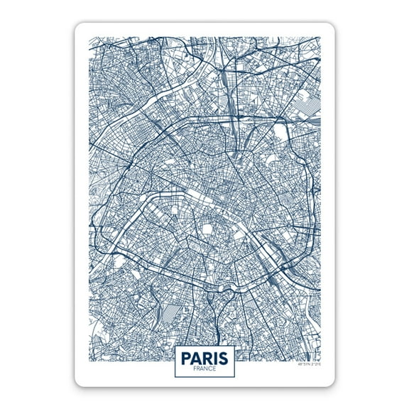 Paris Street Map - 4" Vinyl Sticker - For Car Laptop Water Bottle Phone - Waterproof Decal